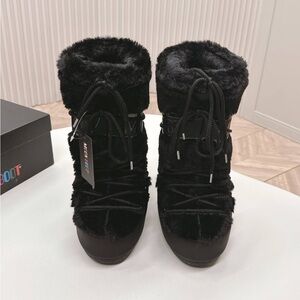 Moon Boot Black Fur-Lined Winter Boots